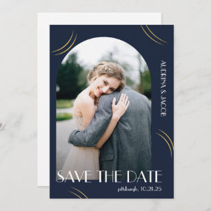 Save The Date Mariage photo Blue Big Typography