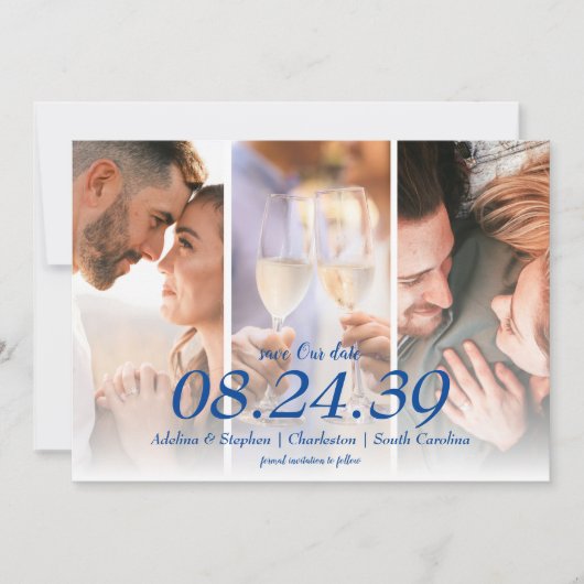 Save The Date Mariage photo Blue Mediterranean Lemon Three (Devant)