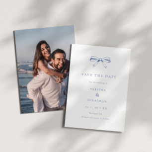 Save The Date Mariage photo Blue Vintage Bow
