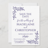 Save The Date Mariage photo Boho Navy Blue Botanical moderne (Devant)