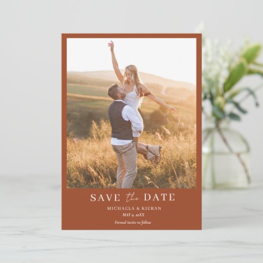 Save The Date Mariage photo Boho simple (Debout devant)