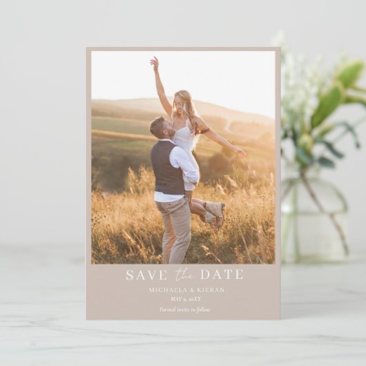 Save The Date Mariage photo Boho simple (Debout devant)
