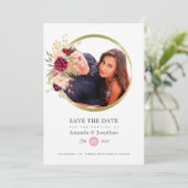 Save The Date Mariage photo bordeaux-Marsala et rose (Debout devant)