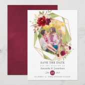 Save The Date Mariage photo bordeaux-Marsala et rose (Devant / Derrière)