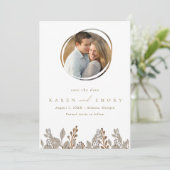 Save The Date Mariage Photo Botanique Bohème Beige (Debout devant)