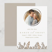 Save The Date Mariage Photo Botanique Bohème Beige (Devant / Derrière)