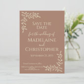 Save The Date Mariage photo botanique moderne Boho Mocha Mousse (Debout devant)