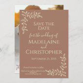 Save The Date Mariage photo botanique moderne Boho Mocha Mousse (Devant / Derrière)