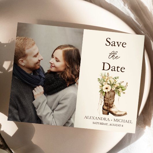 Save The Date Mariage Photo Botanique Rustique Verdure