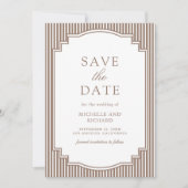 Save The Date Mariage Photo Brun Rayé Classique (Devant)