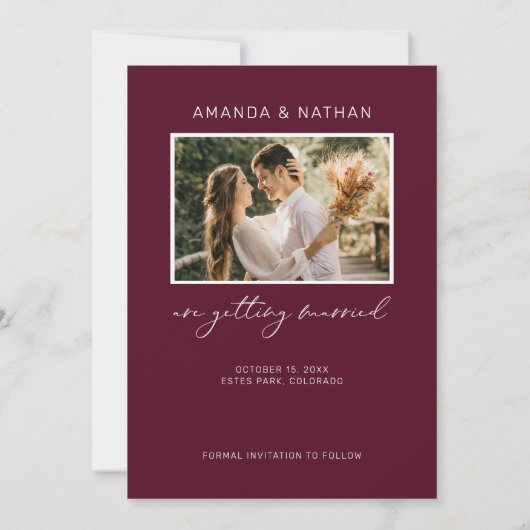 Save The Date Mariage photo Burgundy Arch (Dos)