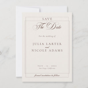 Save The Date Mariage photo calligraphié Classique Choco Ivoire