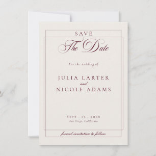 Save The Date Mariage photo calligraphié ivoire Bourgogne classi