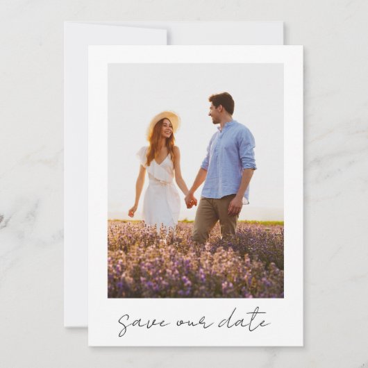 Save The Date Mariage photo Calligraphie manuscrite simple (Devant)