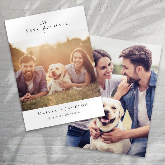 Save The Date Mariage Photo Calligraphie Minimaliste Moderne