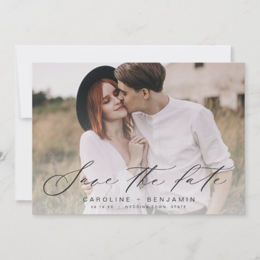 Save The Date Mariage photo calligraphie moderne enregistrer la  (Devant)