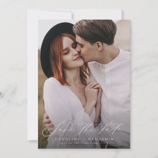 Save The Date Mariage photo calligraphie moderne enregistrer la  (Devant)