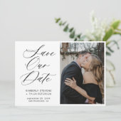 Save The Date Mariage photo calligraphie simple et élégant (Debout devant)