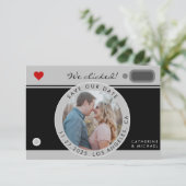 Save The Date Mariage Photo Caméra Noir Unique Enregistrer La Da (Debout devant)
