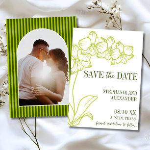 Save The Date Mariage Photo Chartreuse Gras Rétro Botanique