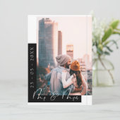 Save The Date Mariage Photo Chic Noir et Blanc (Debout devant)