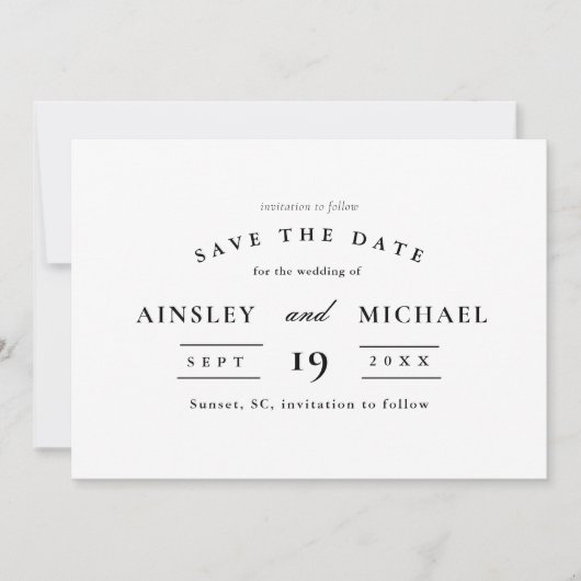 Save The Date Mariage photo classique élégant Enregistrer la dat (Devant)