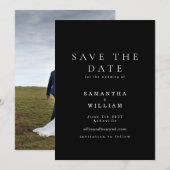 Save The Date Mariage Photo Classique Noir Moderne (Devant / Derrière)