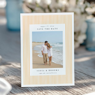 Save The Date Mariage photo classique rayé   Abricot