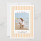 Save The Date Mariage photo classique rayé | Abricot (Devant)