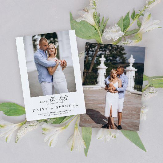 Save The Date Mariage photo classique simple noir et blanc