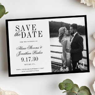 Save The Date Mariage photo classique vintage noir et blanc 
