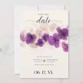 Save The Date Mariage photo classique violet orchidée moderne Bo (Devant)