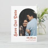 Save The Date Mariage Photo Code QR Terracotta de Style Rétro &  (Debout devant)