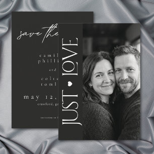 Save The Date Mariage Photo Cœur Juste Amour Minimaliste Noir Mo
