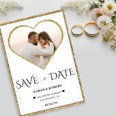 Save The Date Mariage photo Coeur Parties scintillant Blanc & Or