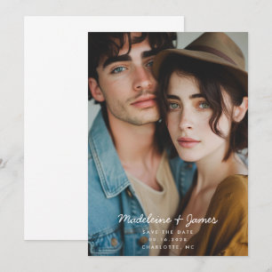 Save The Date Mariage Photo Complet Moderne Simple Script Minima