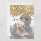 Save The Date Mariage photo Confetti Parties scintillant Noir Lu (Devant)