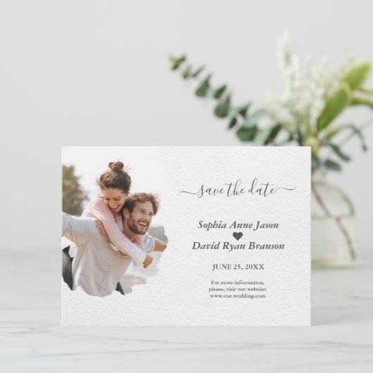 Save The Date Mariage photo couleur aquarelle unique (Debout devant)