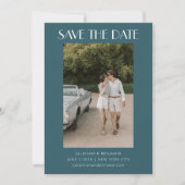 Save The Date Mariage photo couleur Emerald Turquoise Art Déco (Devant)