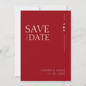 Save The Date Mariage photo Crimson Red White (Devant)