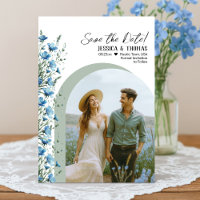 Mariage Photo d'Arche de Fleurs Sauvages Bleu Pous