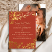Save The Date Mariage photo Dark Burange Orange Gold