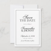 Save The Date Mariage Photo de Bordure de Script Élégant et Prop (Devant)
