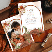 Save The Date Mariage photo de cactus de désert floral en terre 