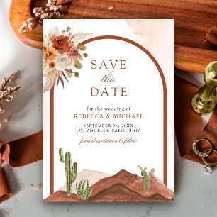 Save The Date Mariage photo de cactus de désert floral en terre 