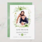 Save The Date Mariage Photo de Campagne Verte (Devant / Derrière)