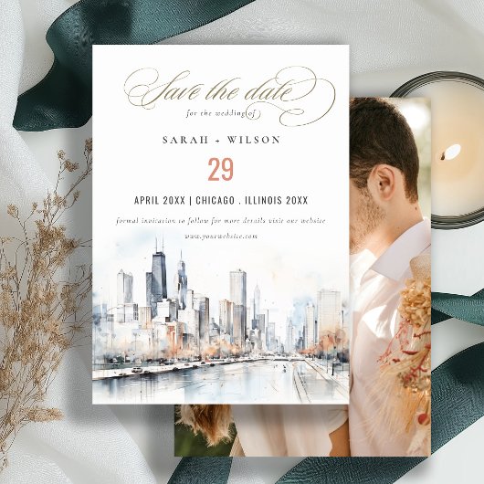 Save The Date Mariage photo de Chicago, Illinois Scape