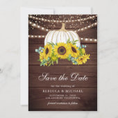 Save The Date Mariage Photo de citrouille blanche en bois rustiq (Devant)
