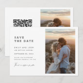 Save The Date Mariage photo de code QR Moderne Bohème pas cher (Devant / Derrière)