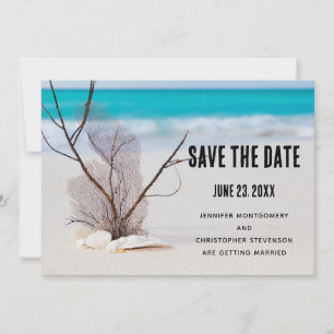 Save The Date Mariage photo de coquillages sur une plage de sabl